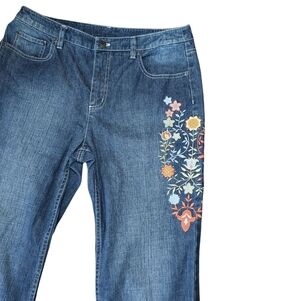 Talbots Floral Embroidered High-Rise Denim Jeans